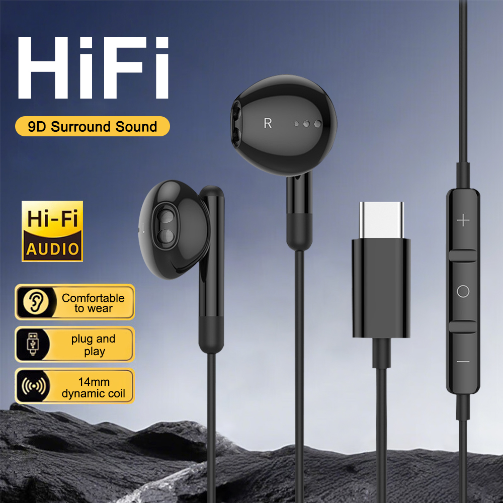 Type C Wired Earphones With Mic - USB C Kablolu Kulaklıklar HiFi Stereo